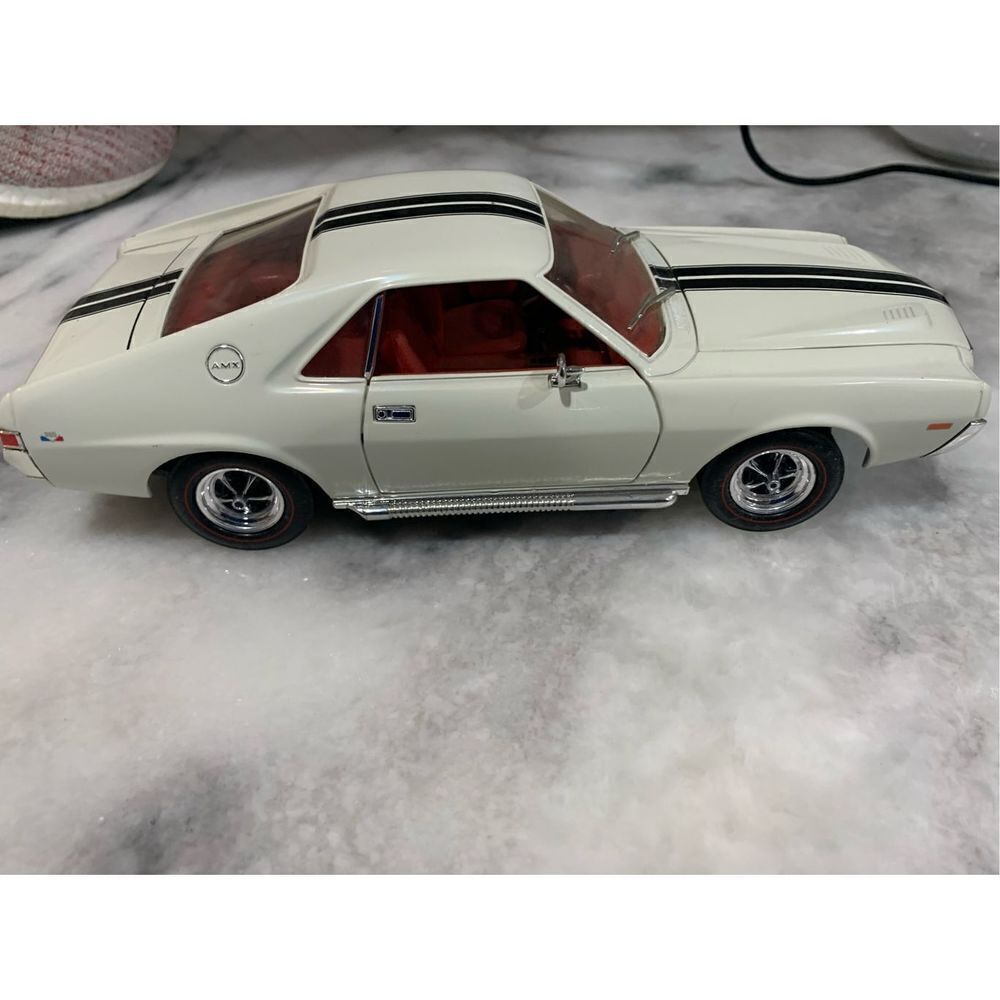 Diecast, 1968 AMC AMX, 1:18 Scale, White with Stripes, American Muscle,